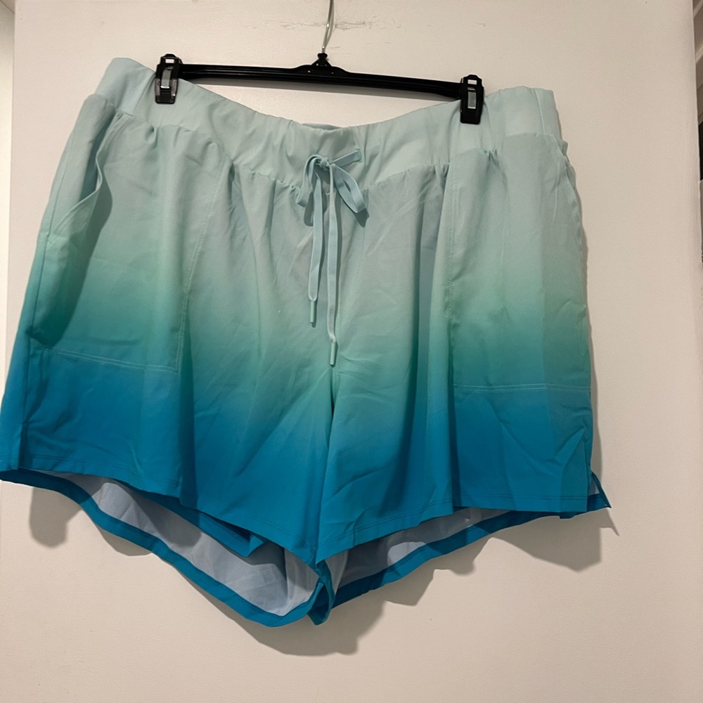 Lane Bryant Blue Athletic Shorts with Drawstring Waist